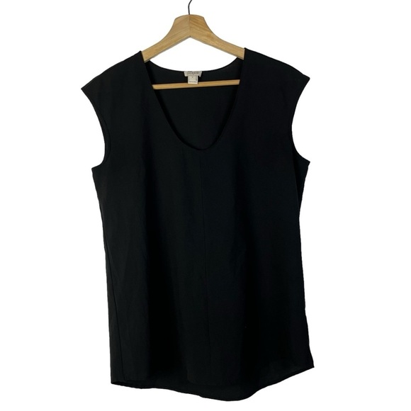 J. Crew Black Chiffon Scoop Neck Sleeveless Blouse 4 - Picture 1 of 3